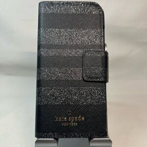 Kate Spade Black and Silver Glitter Striped Phone Case for iPhone 6/7